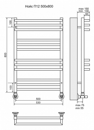Нойс П12 500х800 Полотенцесушитель  TERMINUS Вологда - фото 3