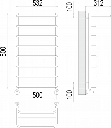 Полка П8 500х800  Полотенцесушитель  TERMINUS Вологда - фото 3