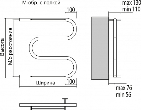 М-обр с/п AISI 32х2 500х400 Полотенцесушитель  TERMINUS Вологда - фото 3