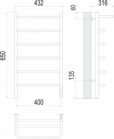 Полка П6 400х650 Электро (quick touch) Полотенцесушитель  TERMINUS Вологда - фото 3