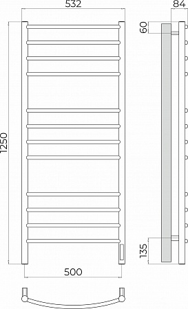 Классик П12 500х1250 Электро (quick touch) Полотенцесушитель TERMINUS Вологда - фото 3