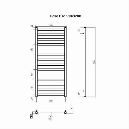 Ното П12 500х1200 Полотенцесушитель TERMINUS Вологда - фото 3