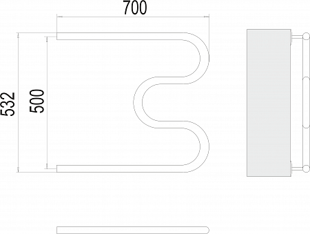 М-обр AISI 32х2 500х700 Полотенцесушитель  TERMINUS Вологда - фото 3