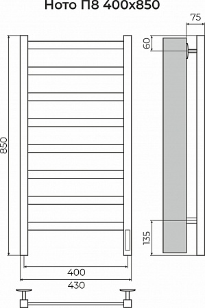Ното П8 400х850 Электро (quick touch) Полотенцесушитель TERMINUS Вологда - фото 3