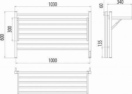 Горизонт П8 1000х600 электро КС ЧЕРНЫЙ МУАР (sensor quick touch) Полотенцесушитель TERMINUS Вологда - фото 5